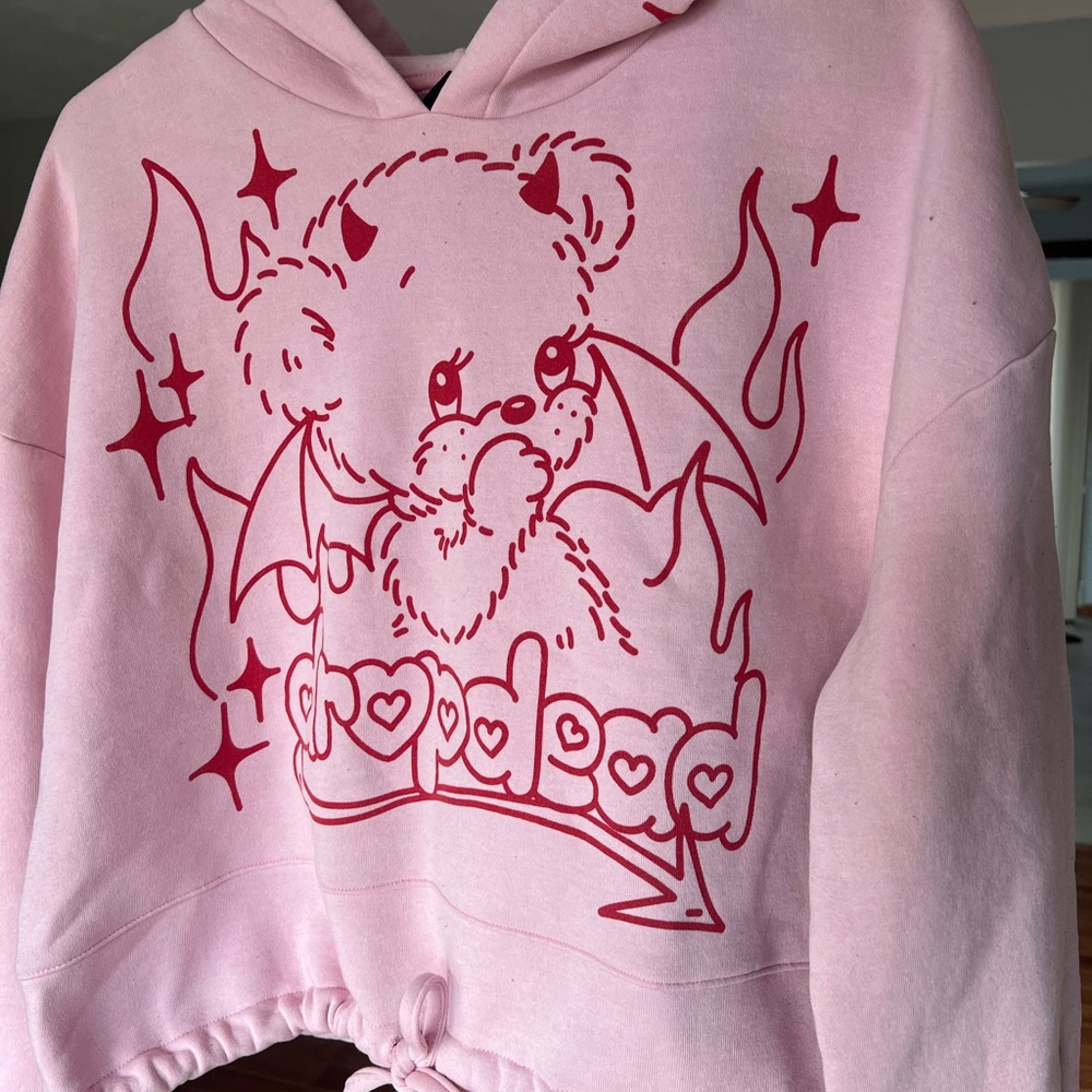 Drop Dead X I Hate Sally Diabolical Pink Cropped Hoodie